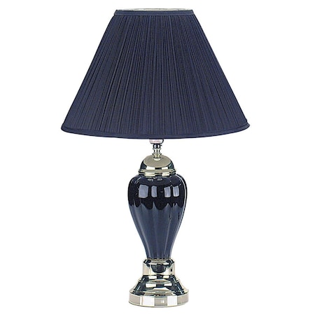 Homeroots Silver & Navy Blue Table Lamp with Navy Blue Shade 468525